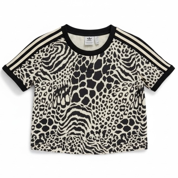 adidas Tops - Adidas Animal Print Cropped Tee Zebra Leopard Pattern Urban Streetwear XS